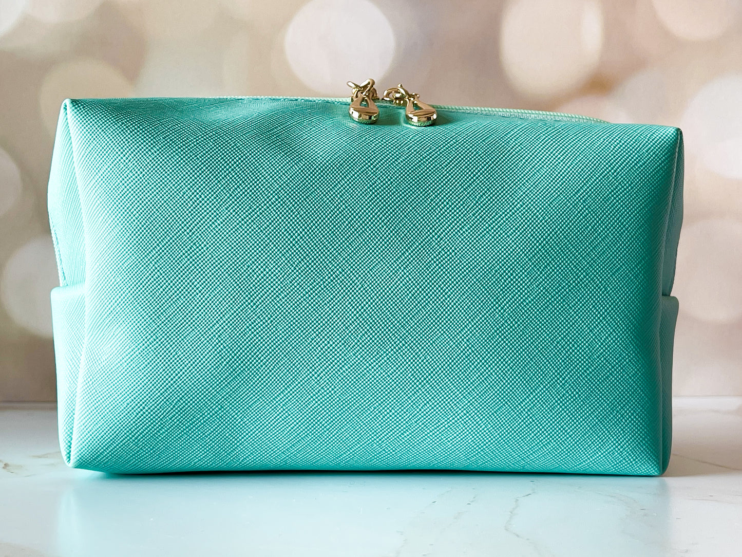 Mint Vinyl Boxy Bag – Personalized Travel Pouch with Optional Chenille Patch