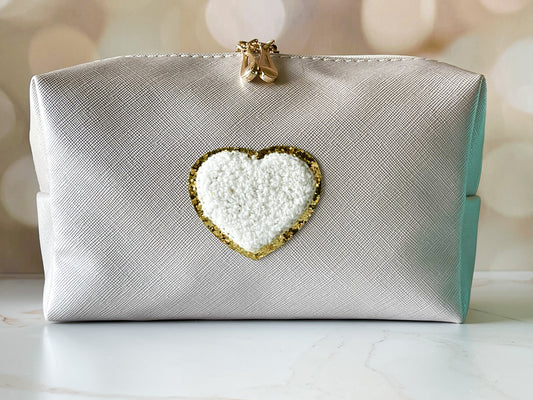 Sparkly White Vinyl Boxy Bag – Personalized Bridal or Bridesmaid Gift