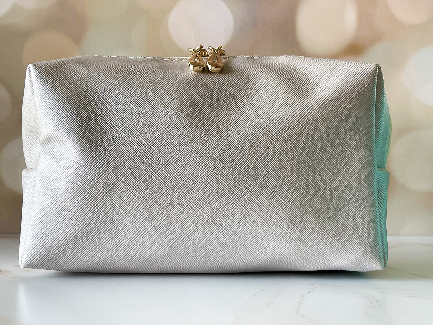 Sparkly White Vinyl Boxy Bag – Personalized Bridal or Bridesmaid Gift