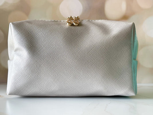Sparkly White Vinyl Boxy Bag – Personalized Bridal or Bridesmaid Gift