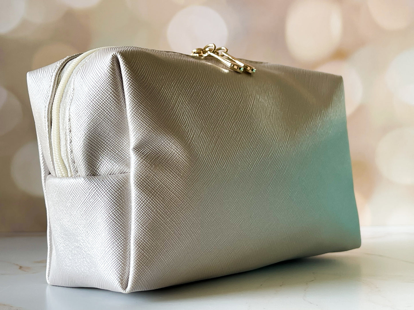 Sparkly White Vinyl Boxy Bag – Personalized Bridal or Bridesmaid Gift