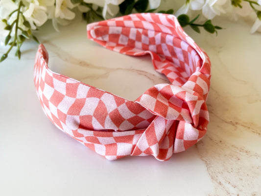 Pink & Orange Wild Check Knot Headband – Sweet & Wild Collection Hair Accessory