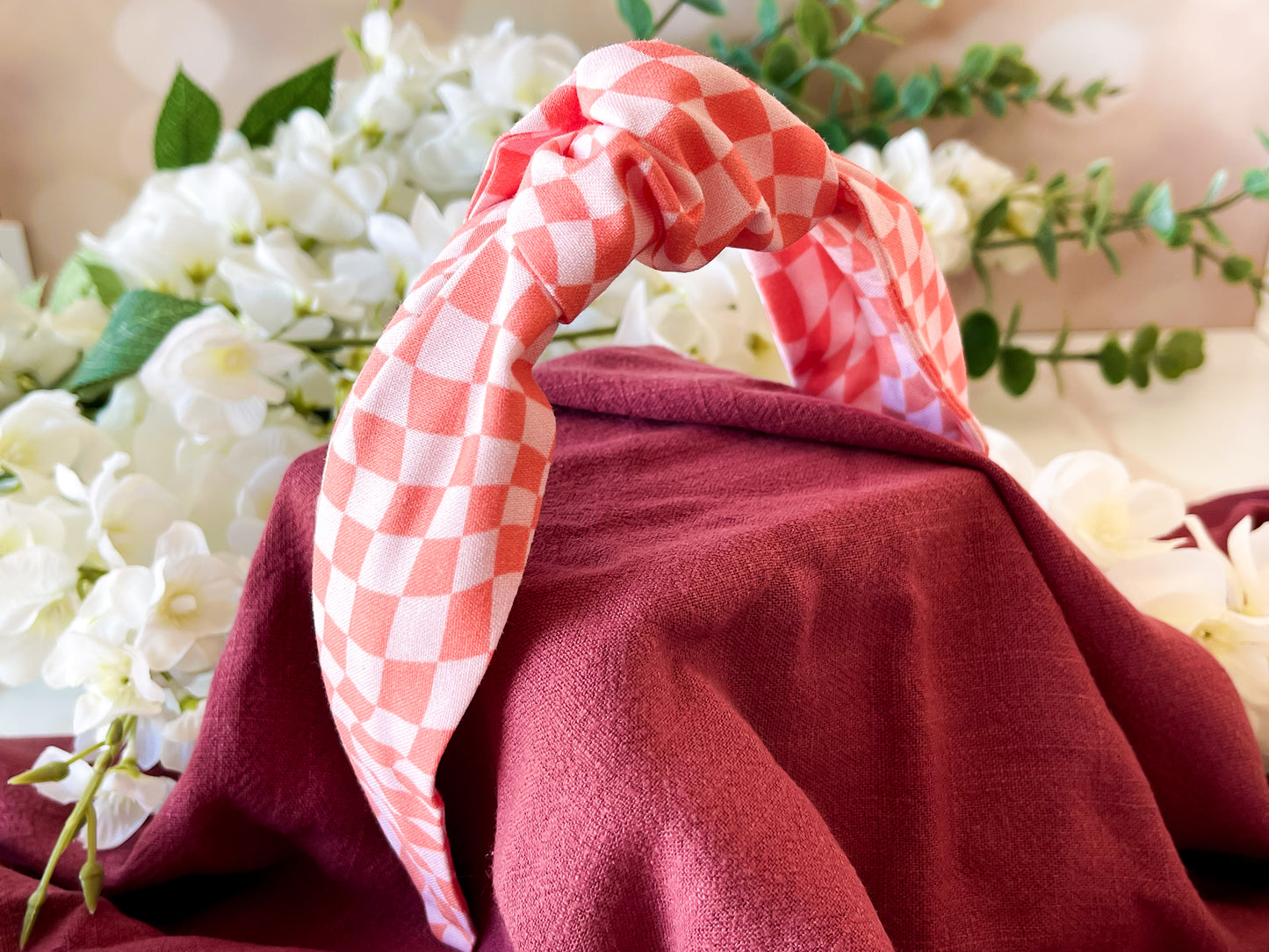 Pink & Orange Wild Check Knot Headband – Sweet & Wild Collection Hair Accessory