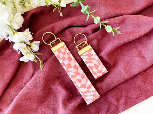 Pink & Orange Wild Check Wristlet Keychain – Sweet & Wild Collection (Classic or Mini Size)