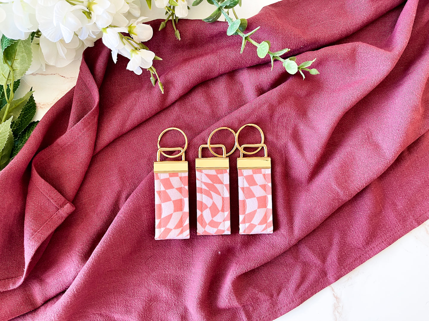 Pink & Orange Wild Check Wristlet Keychain – Sweet & Wild Collection (Classic or Mini Size)