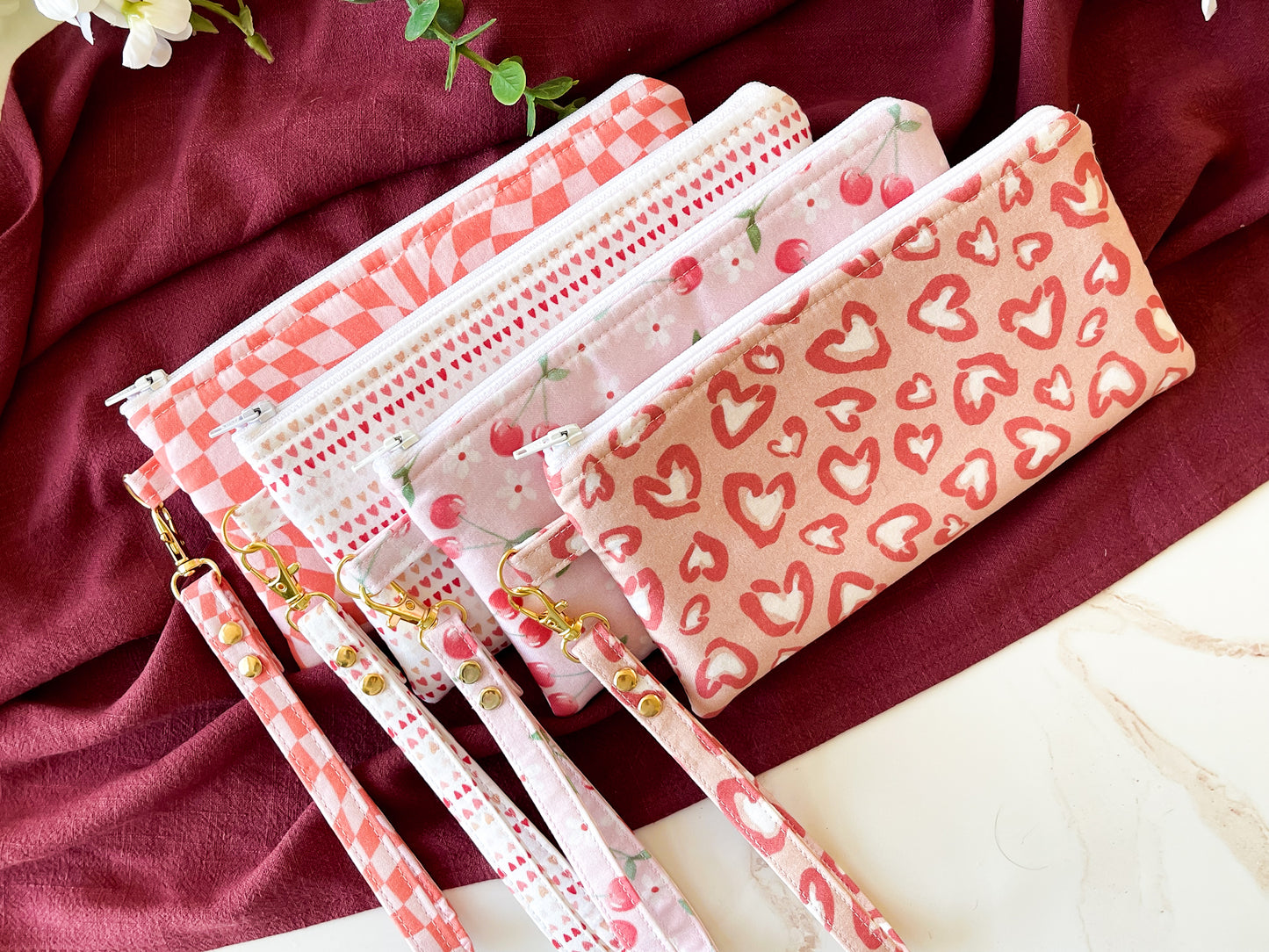 Pink & Orange Wild Check Wristlet Zipper Pouch – Sweet & Wild Collection Clutch Bag