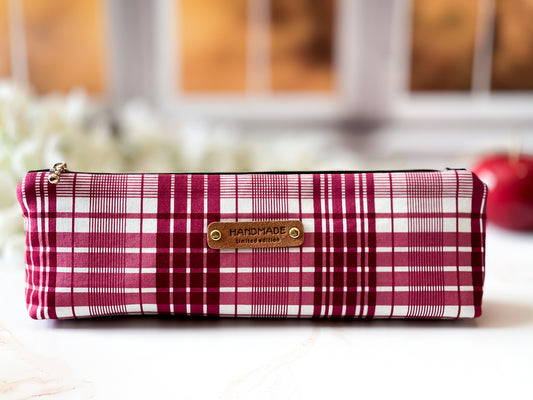 Pink Plaid Pencil Pouch