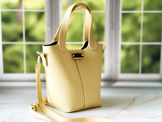 Soleil | Yellow Faux Leather Bucket Bag | The Haute Couture Collection