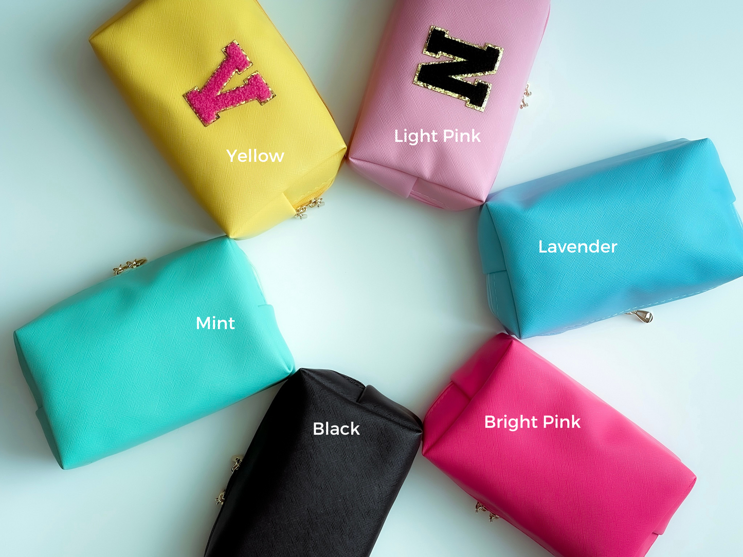 Black Vinyl Boxy Bag – Personalized Travel Pouch with Optional Chenille Patch