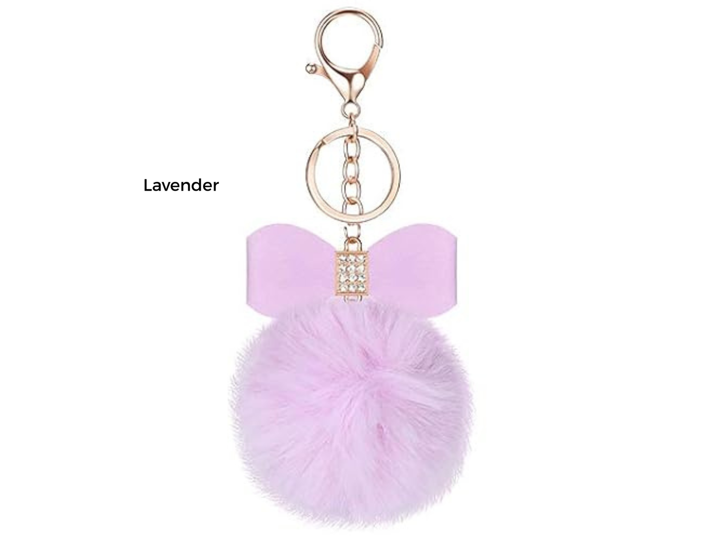 Pom Pom Keychain | Bag Charm | Choose Your Color | Faux Fur Pom Pom with Rhinestone Bow
