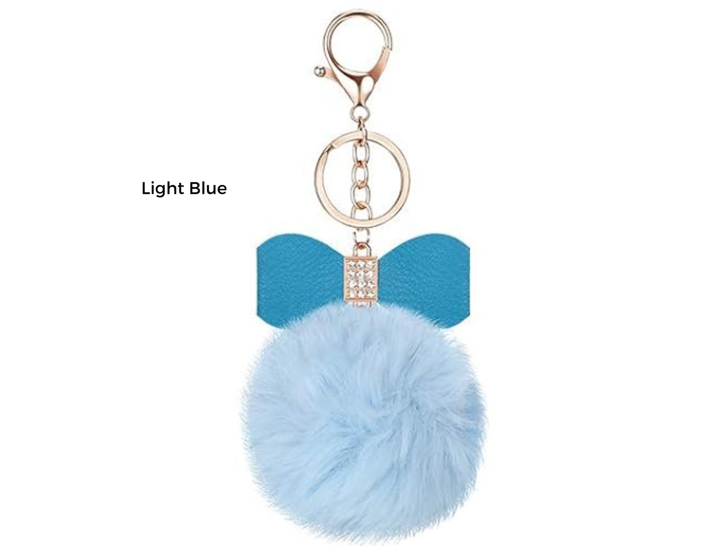 Pom Pom Keychain | Bag Charm | Choose Your Color | Faux Fur Pom Pom with Rhinestone Bow