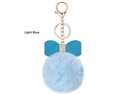 Pom Pom Keychain | Bag Charm | Choose Your Color | Faux Fur Pom Pom with Rhinestone Bow