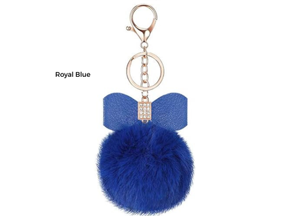 Pom Pom Keychain | Bag Charm | Choose Your Color | Faux Fur Pom Pom with Rhinestone Bow