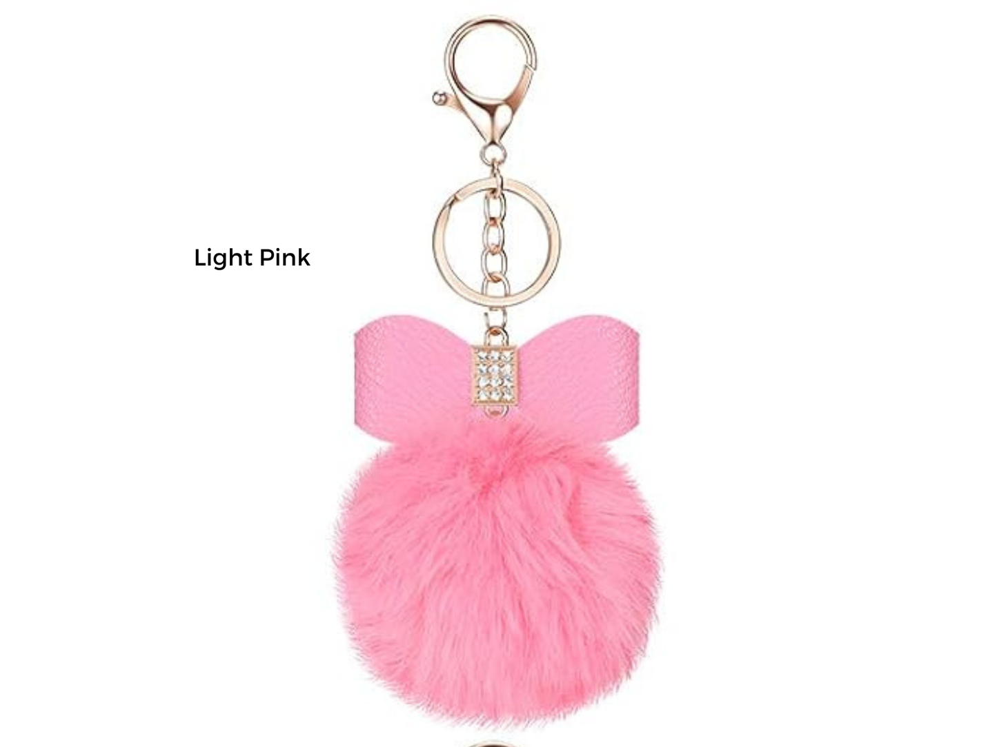 Pom Pom Keychain | Bag Charm | Choose Your Color | Faux Fur Pom Pom with Rhinestone Bow