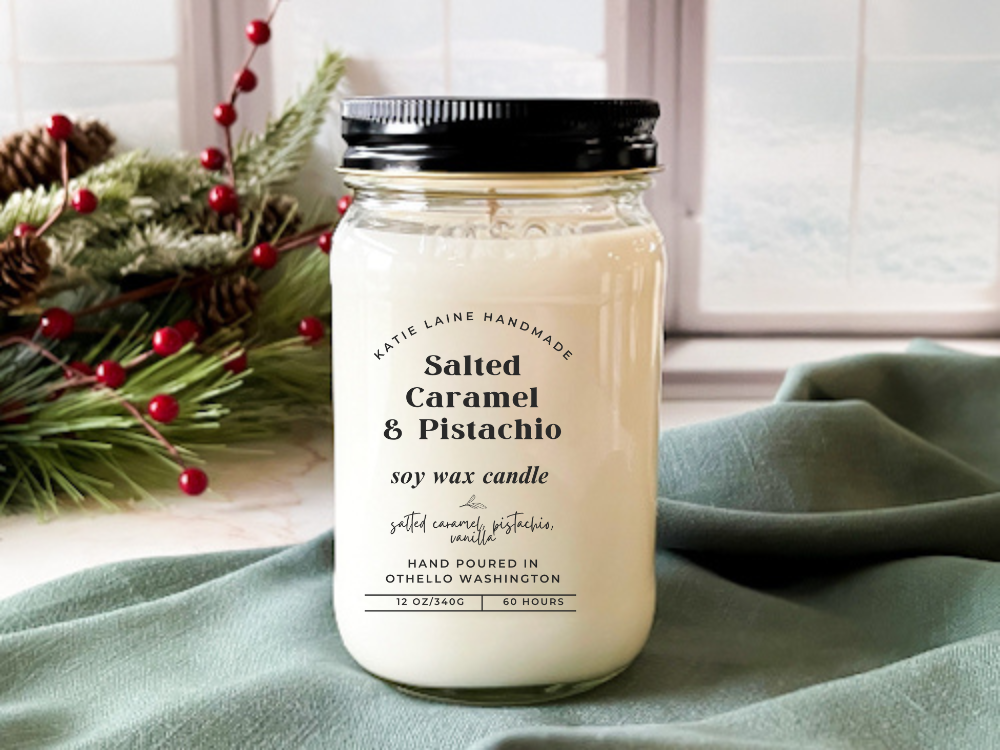 Salted Caramel & Pistachio Soy Wax Candle