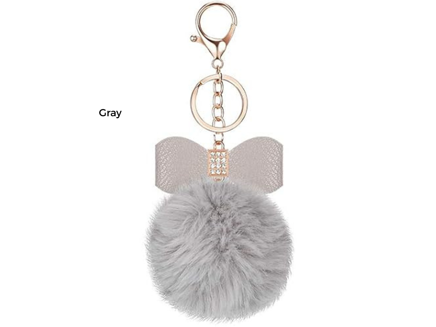 Pom Pom Keychain | Bag Charm | Choose Your Color | Faux Fur Pom Pom with Rhinestone Bow