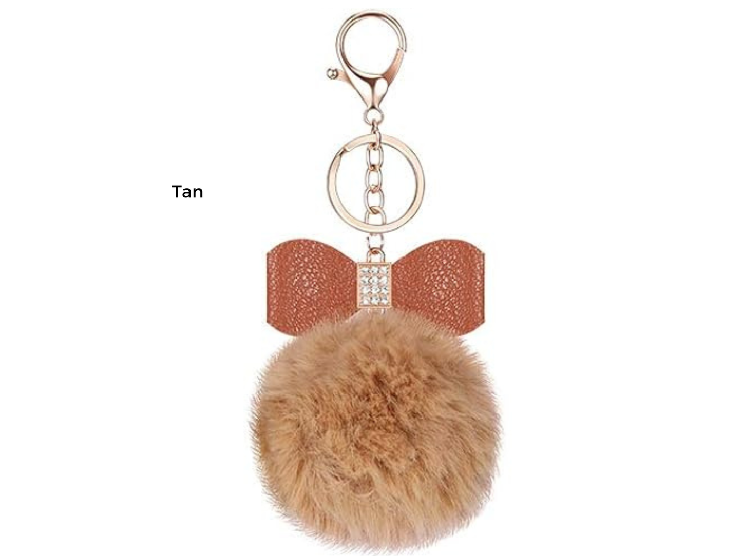 Pom Pom Keychain | Bag Charm | Choose Your Color | Faux Fur Pom Pom with Rhinestone Bow