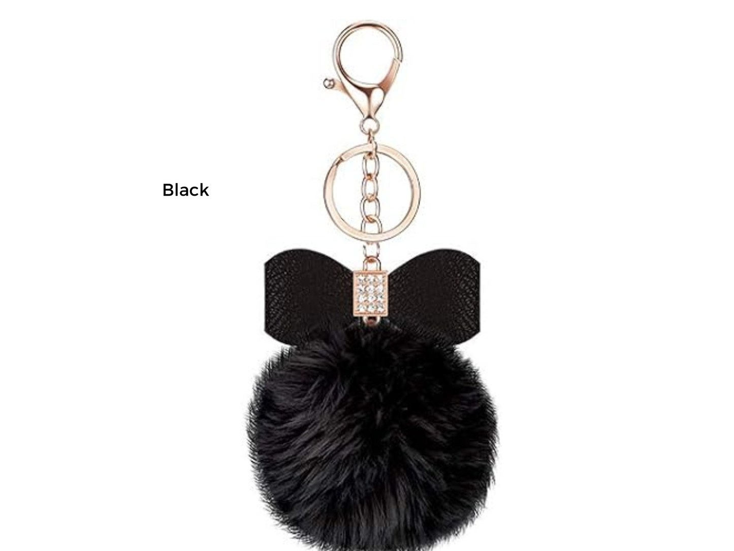 Pom Pom Keychain | Bag Charm | Choose Your Color | Faux Fur Pom Pom with Rhinestone Bow
