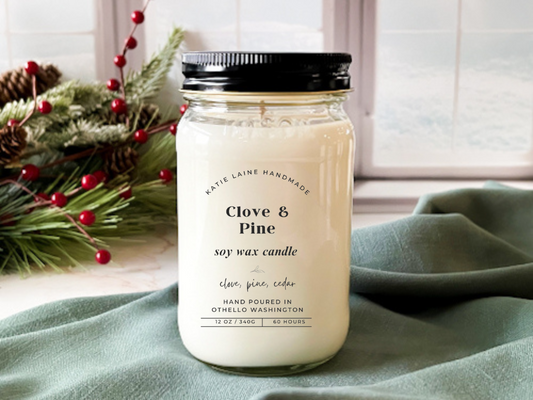 Clove & Pine Soy Wax Candle or Beeswax Blend Wax Melt – Warm, Spiced, and Woodsy Home Fragrance