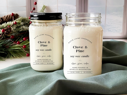 Clove & Pine Soy Wax Candle or Beeswax Blend Wax Melt – Warm, Spiced, and Woodsy Home Fragrance