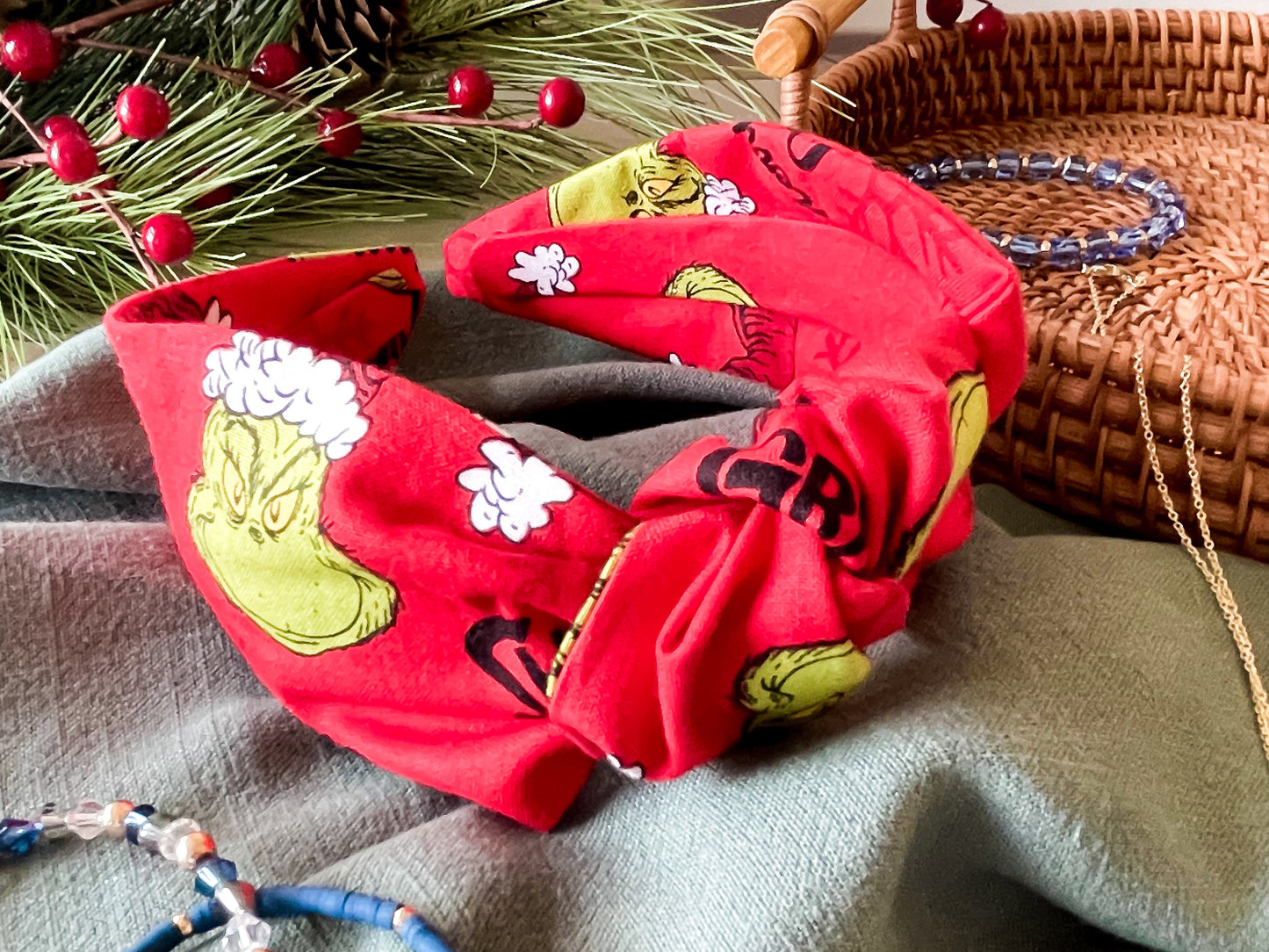 Merry Grinchmas Knot Headband – Festive Christmas Hair Accessory