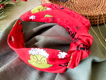 Merry Grinchmas Knot Headband – Festive Christmas Hair Accessory