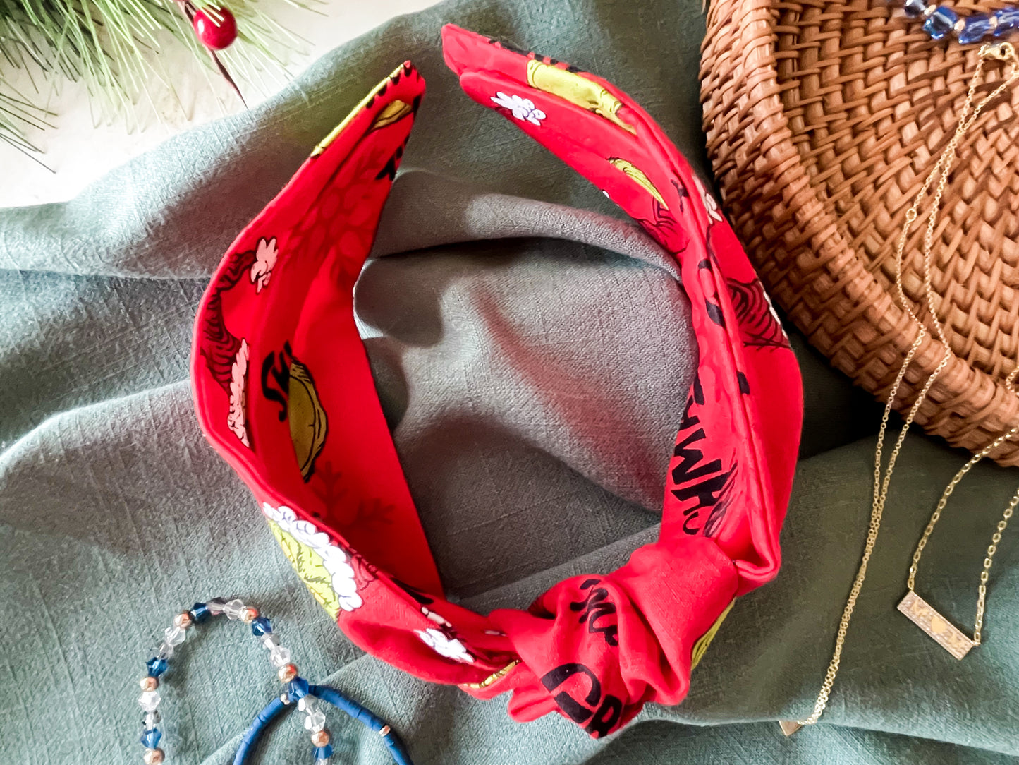 Merry Grinchmas Knot Headband – Festive Christmas Hair Accessory