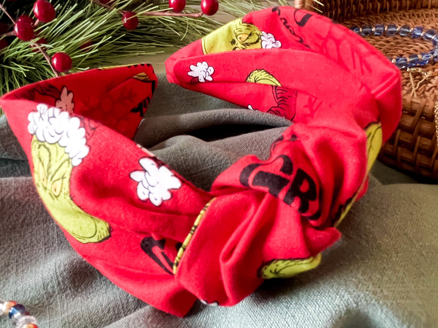Merry Grinchmas Knot Headband – Festive Christmas Hair Accessory