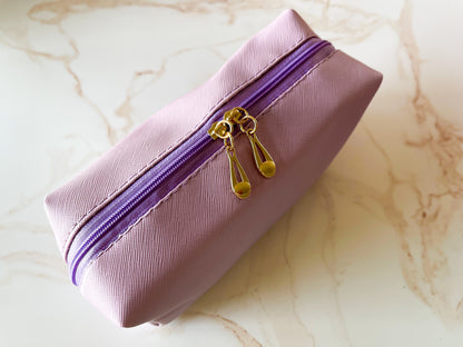 Lavender Vinyl Boxy Bag – Personalized Travel Pouch with Optional Chenille Patch