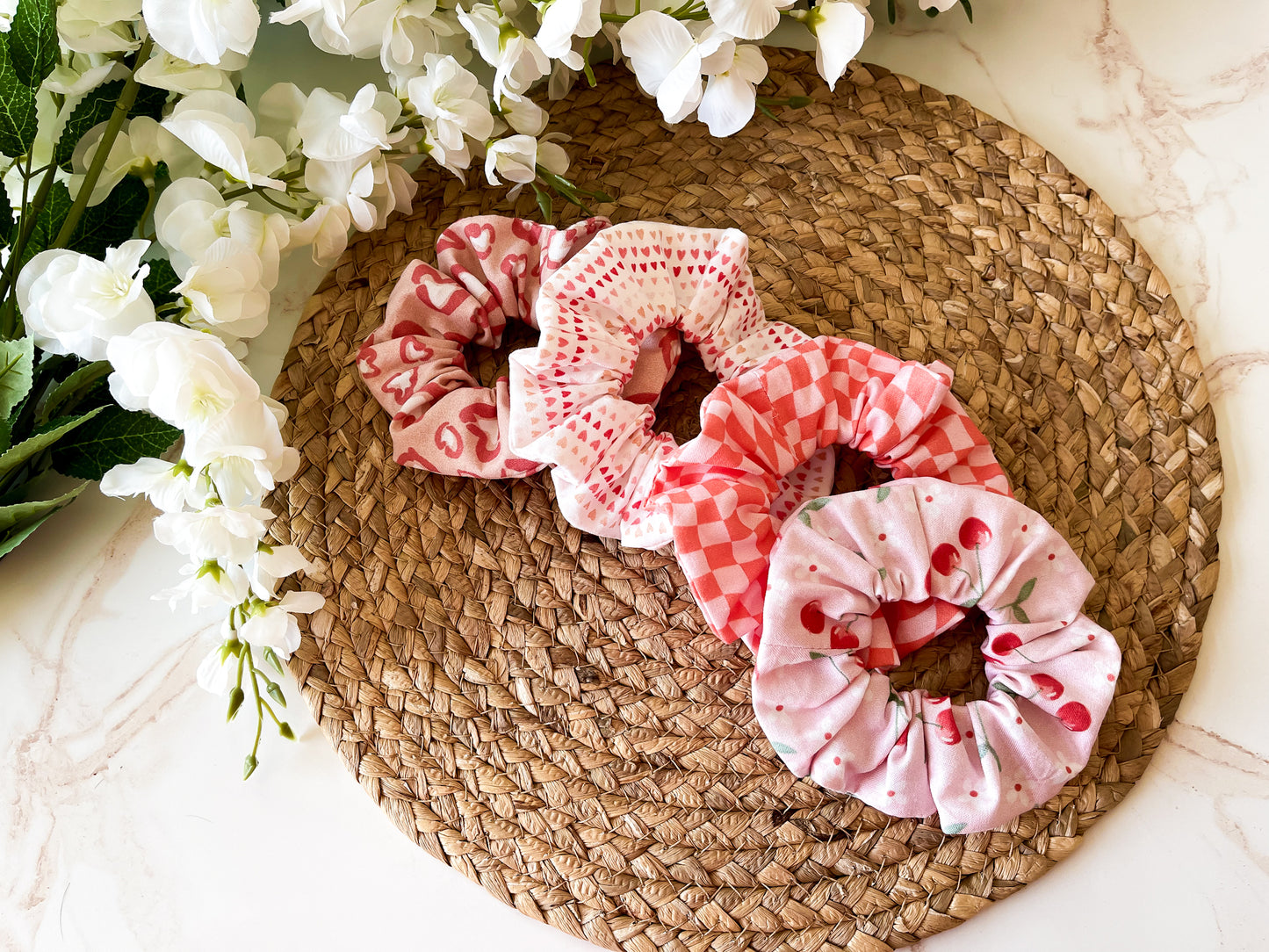 Pink & Orange Wild Check Scrunchie – Sweet & Wild Collection Hair Accessory