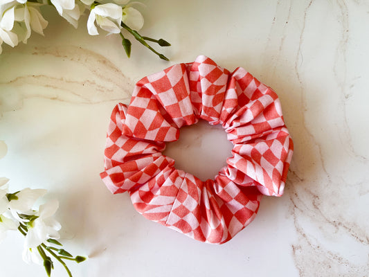 Pink & Orange Wild Check Scrunchie – Sweet & Wild Collection Hair Accessory