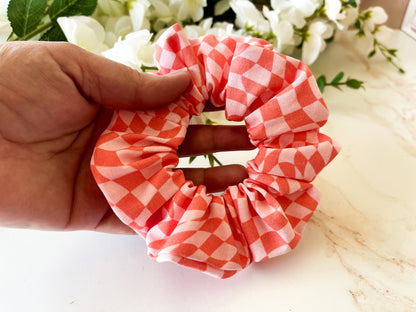 Pink & Orange Wild Check Scrunchie – Sweet & Wild Collection Hair Accessory