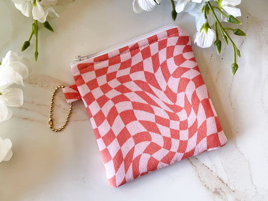 Pink & Orange Wild Check Small Zipper Pouch – Sweet & Wild Collection