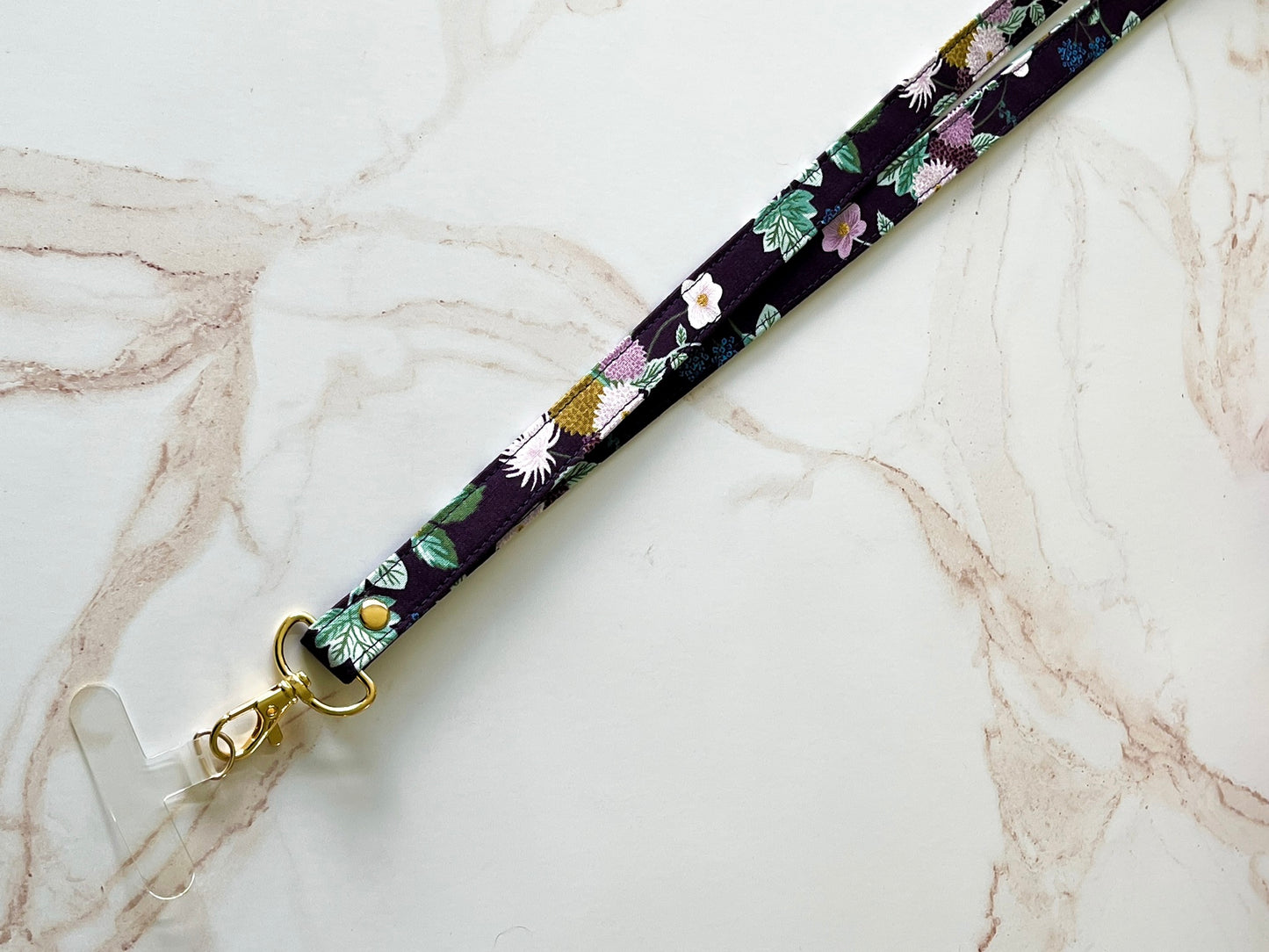Floral Fabric Lanyard with Phone Tether