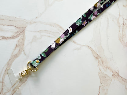 Floral Fabric Lanyard with Phone Tether