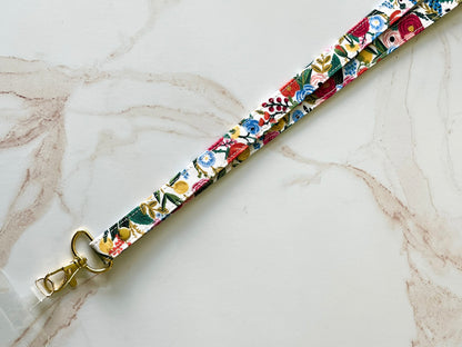 Floral Fabric Lanyard with Phone Tether