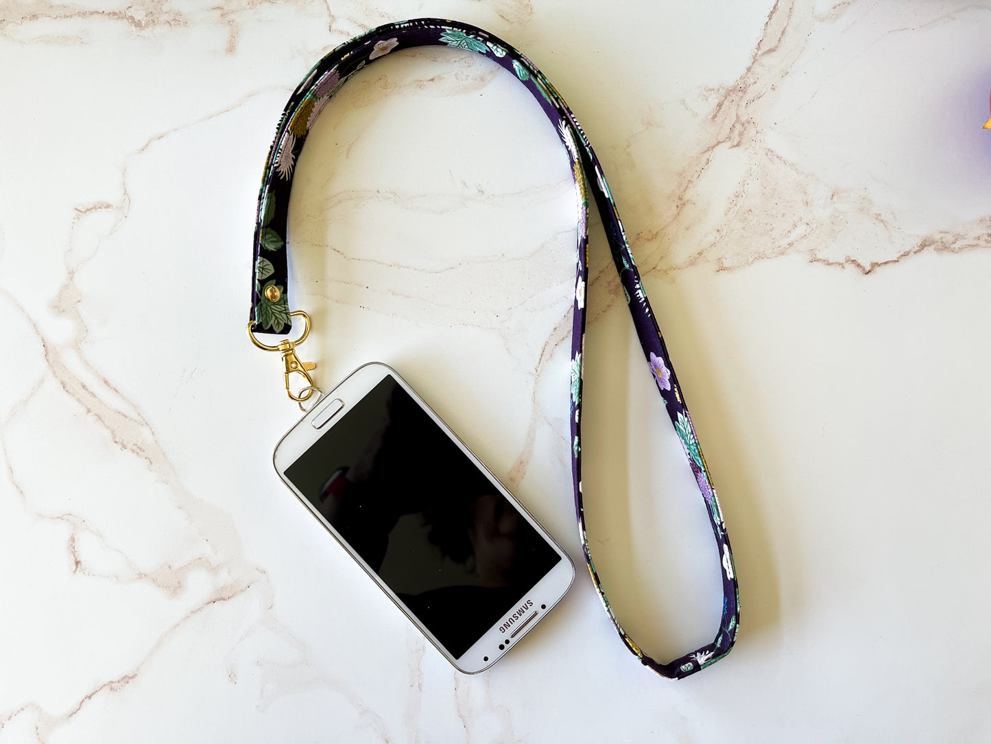 Floral Fabric Lanyard with Phone Tether