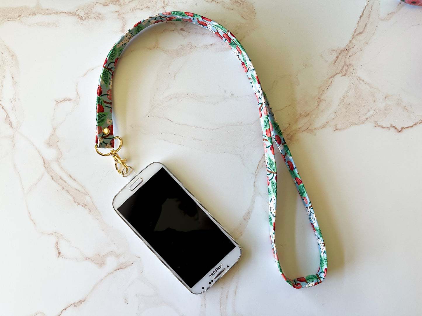Floral Fabric Lanyard with Phone Tether