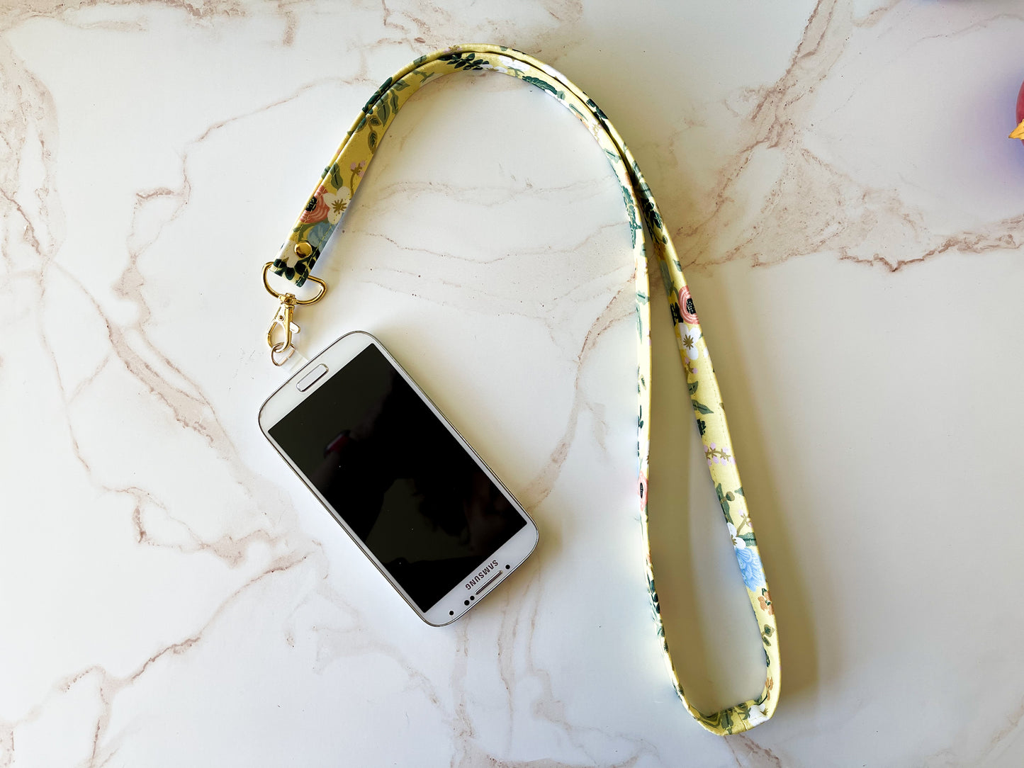 Floral Fabric Lanyard with Phone Tether