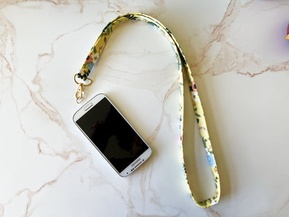 Floral Fabric Lanyard with Phone Tether