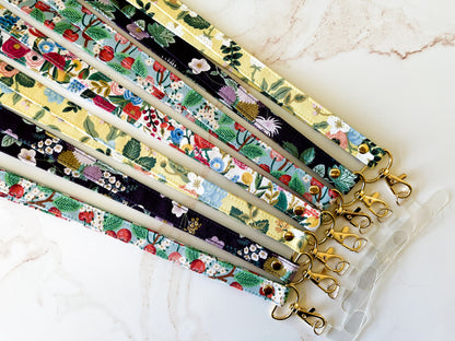 Floral Fabric Lanyard with Phone Tether