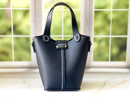 Noir | Black Faux Leather Bucket Bag | The Haute Couture Collection