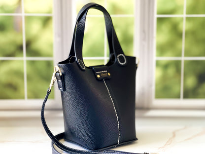Noir | Black Faux Leather Bucket Bag | The Haute Couture Collection