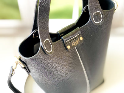 Noir | Black Faux Leather Bucket Bag | The Haute Couture Collection