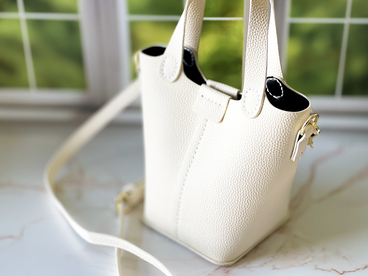 Claire | Cream Faux Leather Bucket Bag | The Haute Couture Collection