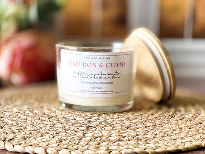 Saffron & Cedar Soy Wax Candle