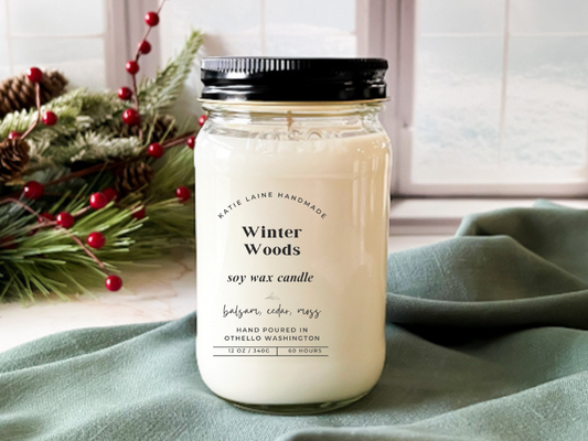 Winter Woods Soy Wax Candle or Beeswax Blend Wax Melt – Fresh & Earthy Evergreen Scent