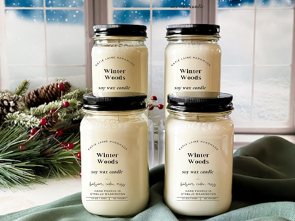 Winter Woods Soy Wax Candle or Beeswax Blend Wax Melt – Fresh & Earthy Evergreen Scent