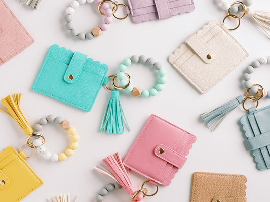 Scalloped Wallet Wristlet Keychain