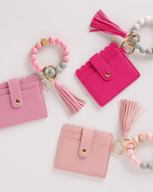 Scalloped Wallet Wristlet Keychain